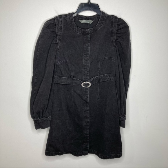 Primark Cares black denim mini dress puffed sleeves size 0 - Picture 1 of 7
